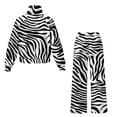 thumbnail image 5 of Xoenoiee Zebra Stripe Print 2 Piece Lounge Sweat Sets Plus Size Fall Fashion Matching Sweatsuits Wide Leg Pants Travel Outfit Winter Clothes, S, 5 of 7