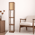 thumbnail image 3 of Pinnacle Shelf Floor Lamp for Bedroom/Living Room,Natural Wood with Long Shade,Natural Wood,White Fabric,Wood Lighting Living Room Lighting, 3 of 3