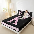thumbnail image 4 of Manfei Letter K Monogrammed Twin Sheet Sets,Pink Bow Bowtie Twin Fitted Sheet,Galaxy Starry Sky Flat Sheet For Child,Microfiber Room Decorative,3 Pieces, 4 of 7