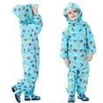 thumbnail image 2 of YIQAUMA Girls Boys Rainsuit Toddlers Kids Rain Suit Waterproof Coverall One Piece Rain Coat Light Blue,XXL, 2 of 5