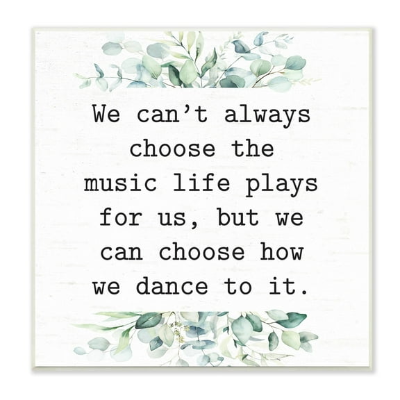 Stupell Industries Inspirational Music Life Quote Mixed Botanicals Arrangement Graphic Art Unframed Art Print Wall Art, Design by Lettered and Lined