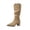 Khaki, variant on Women's Slouchy Knee-High Chunky Heel Boots | 3-in Block Heel,Faux Suede Slouch Pull-on,Side Zipper,Pointed Toe,Comfortable Fall Winter Boots for Women
