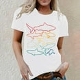 thumbnail image 2 of Tiweut Women T Shirt Retro 80s Shark Clothes Shark Party Short Sleeve Tops,White, 2 of 3