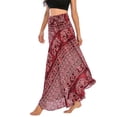 thumbnail image 3 of Women's High Waisted Boho Skirt Long Halter Midi Dress Coverup Skirt Flowy Gypsy Handkerchief Ankle Length Summer Red Small-Large, 3 of 4