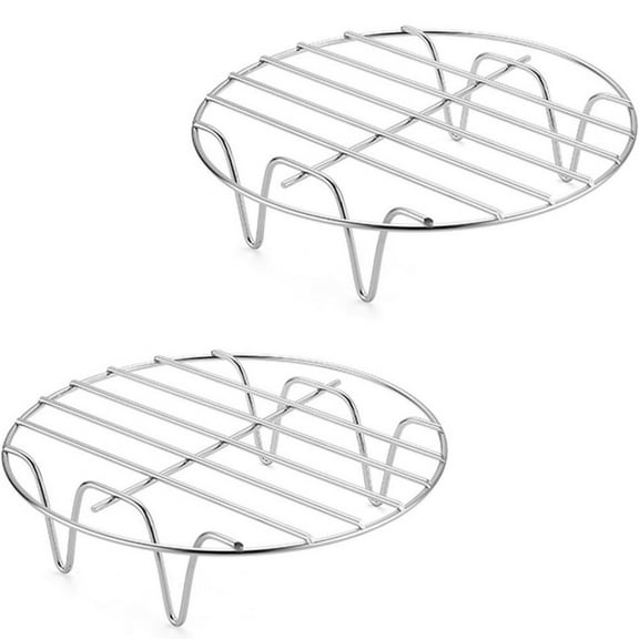 TIERPOP 2 Pieces 7 Inch Air Fryers Basket Tray Nonstick Stainless Steel Dehydrator Rack for Crispy Cooking Baking Accessories