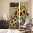 thumbnail image 3 of Kitchen Curtains 84 Inch Length 2 Panels, Farmhouse Sunflowers Grommets Window Treatment Curtain, Western Star Vintage Sparrows Thermal Curtains Drapes for Living Room/Bathroom, 3 of 9
