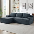 thumbnail image 4 of SEENYOO 96.1" Boneless Couch, Black Couches for Living Room, L-Shaped Cloud Modular Sectional, Deep Seat & Sleeper, No Assembly Required, Dark Grey, 4 of 11