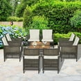 thumbnail image 1 of Costway 10PCS Patio Rattan Furniture Set Cushioned Sofa Armrest Wooden Tabletop, 1 of 9
