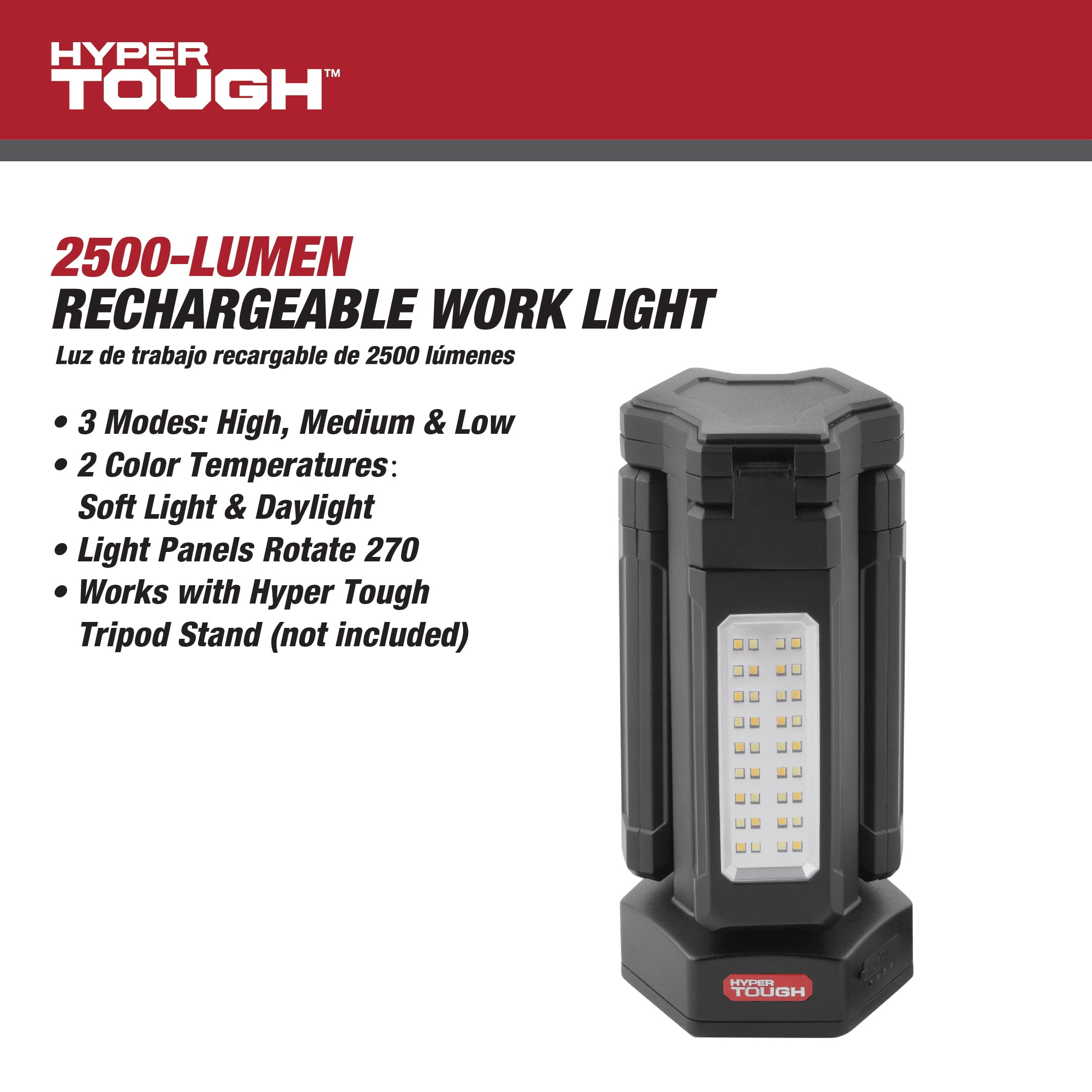 Hyper Tough 2500-Lumen Rechargeable Work Light