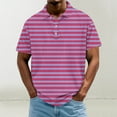 thumbnail image 2 of ZCFZJW Henley Shirts for Men Lightweight Casual Striped Printed Summer Short Sleeve Button V Neck Graphic T-Shirts Loose Oversized Soft Cotton Tees Tops Black XL, 2 of 5