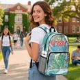 thumbnail image 3 of COEQINE Large Clear Backpack with Multiple Pockets, Heavy Duty Large PVC Transparent Bag 17 Inch College Backpack See Through Book Bag for Stadium Concert Beach, Sea Turtle Coral Starfish, 3 of 7