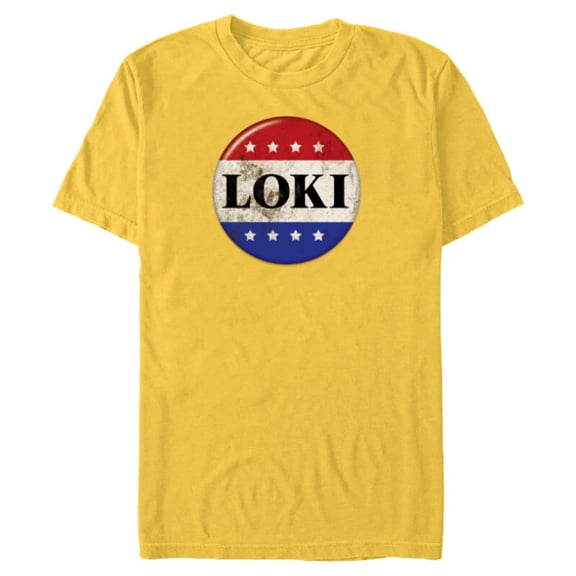 Marvel Loki President Loki Button - Short Sleeve Blended T-Shirt for Adults - Customized-Yellow