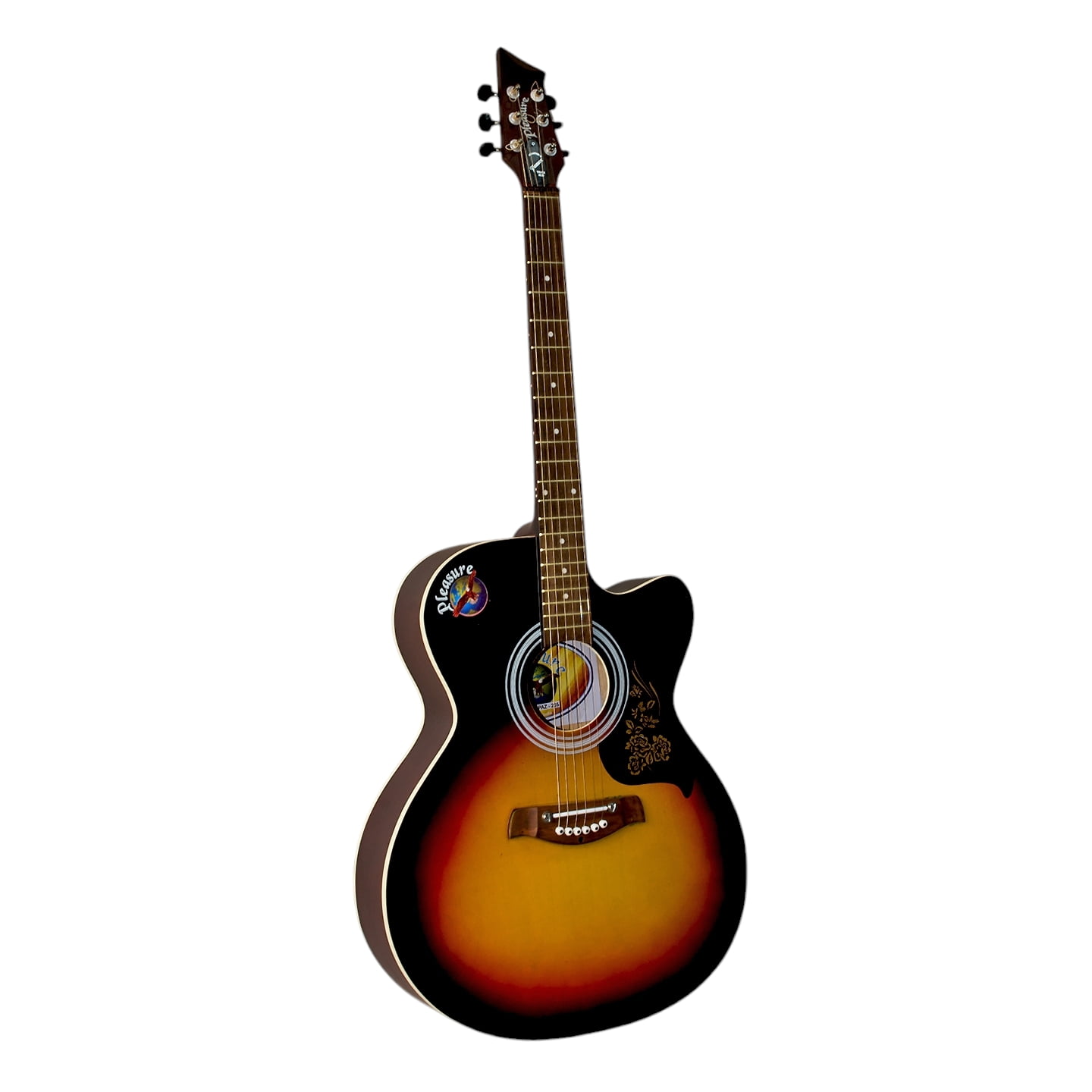 Matte Finish 3 Colors Sunburst Yellow 6 String Cutaway 39" Acoustic Electric Guitar with Equalizer
