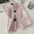 thumbnail image 4 of UTSJKR Women Solid Color Ribbed Knit Faux Collar Neck Guard Winter Triangular Turtleneck Scarf Shawl with Buttons Pink, 4 of 4