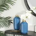 thumbnail image 2 of The Novogratz 10", 8"H Blue Metal Vase with Gold Rims, Set of 2, 2 of 8