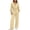 Yellow, variant on Cameland Women 2 Piece Tracksuit Women Fall Winter Solid Collared Long Sleeve Shirt Adjustable Waist Pants Two Piece Set Pink M