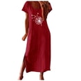 thumbnail image 1 of Pompotops Robe de Plage Bohème à Manches Courtes Ample Longue, 1 of 5