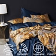 thumbnail image 3 of MorroMorn Gold Duvet Cover Queen Size, Boho Bedding Sets Yellow Navy, 3 Pieces - 1 Comforter Covers with Zipper Closure 2 Pillowcases, Hippie Vintage Retro Old Look (Golden Palace, Full/Queen), 3 of 6