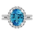 thumbnail image 2 of Dazzlingrock Collection 10X8mm Oval Blue Topaz & Round White Diamond Halo Style Engagement Ring for Women (0.40 ctw, Color I-J, Clarity I1-I2) in 18K White Gold, Size 9.5, 2 of 5