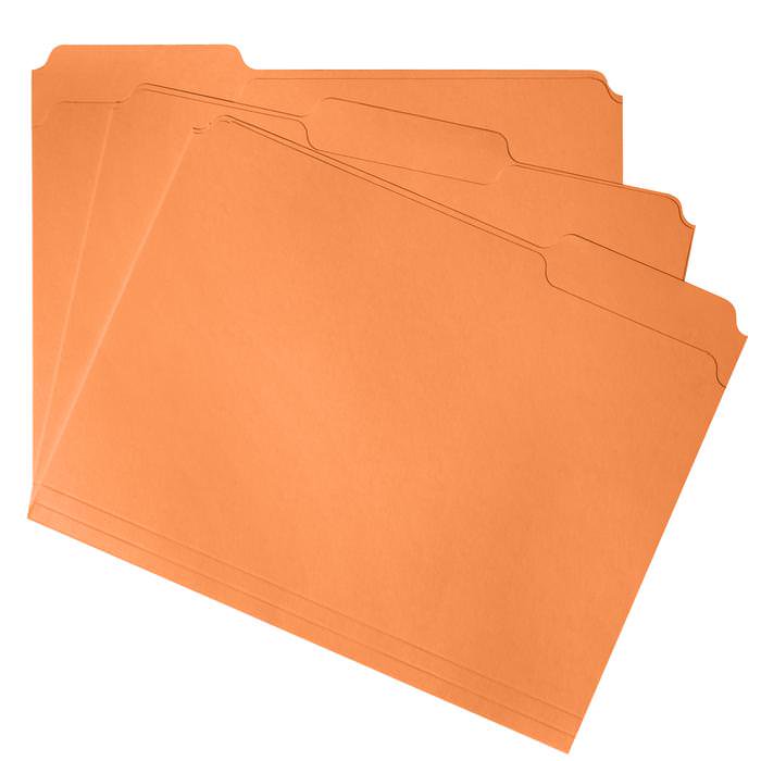 Blue Summit Supplies File Folder, 1/3 Cut, Orange, 100/box Walmart