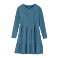 thumbnail image 5 of BiZtdJrK Girls Ribbed Long Sleeve Dress Solid Casual Crewneck A-line Tiered Pullover Midi Dress with Pockets Clothes for Teens, Blue, 5 Years, 5 of 10