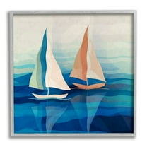 Stupell Industries Two Boats Abstraction Transportation Painting Gray Framed Art Print Wall Art, 12 x 12