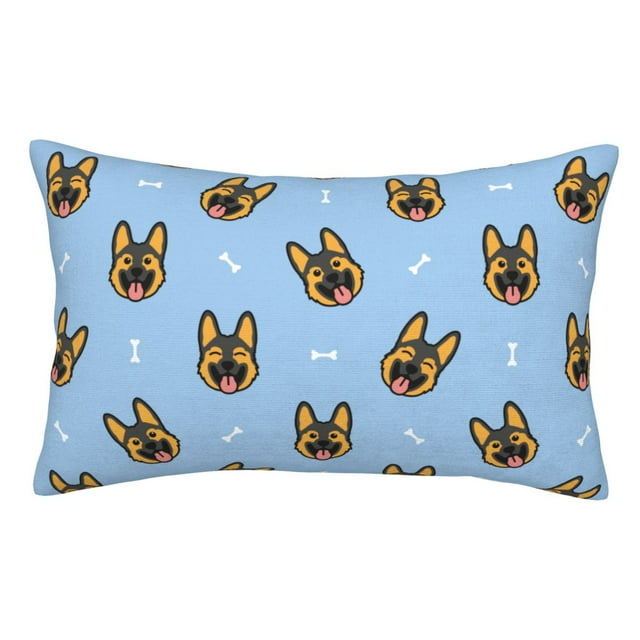 Wukai German Shepherd Puppy Print Plush Throw Pillow Cover, Double-sided Pillow Protector without Pillow Core, with Hidden Zipper, Home Decorations-14"x20"