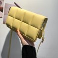 thumbnail image 1 of Bolsa de hombro de color puro de PU con patrón de cuadros retro, pequeños (amarillo) Ehuebsd Para Estrenar, 1 of 9