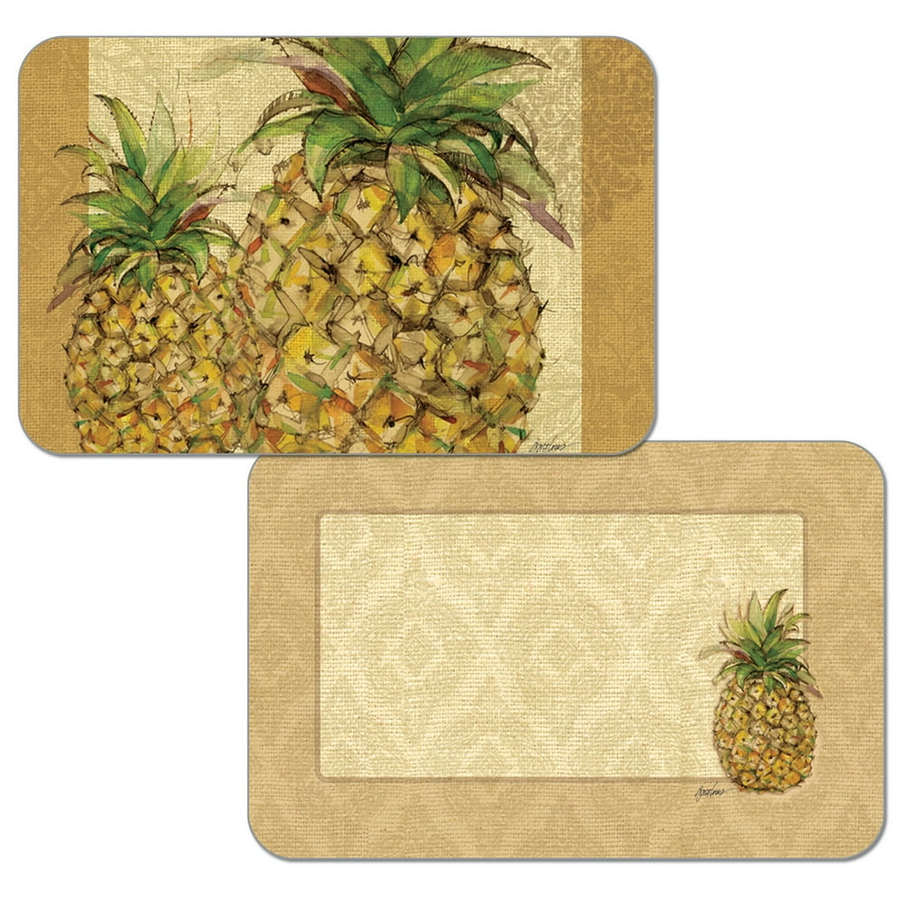 WipeClean Reversible Decofoam Placemats, Pineapples, Set of 2, Made in
