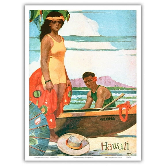 The Story of Hawaii - Territory of Hawaii (T.H.) - Vintage Travel Poster by John Melville Kelly c.1929 - Master Art Print (Unframed) 9in x 12in