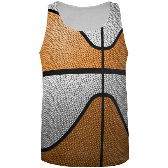 Championship Basketball Orange & White All Over Mens Tank Top