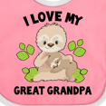 thumbnail image 3 of Inktastic Cute Sloth I Love My Great Grandpa with Green Leaves Boys or Girls Baby Bib, 3 of 3