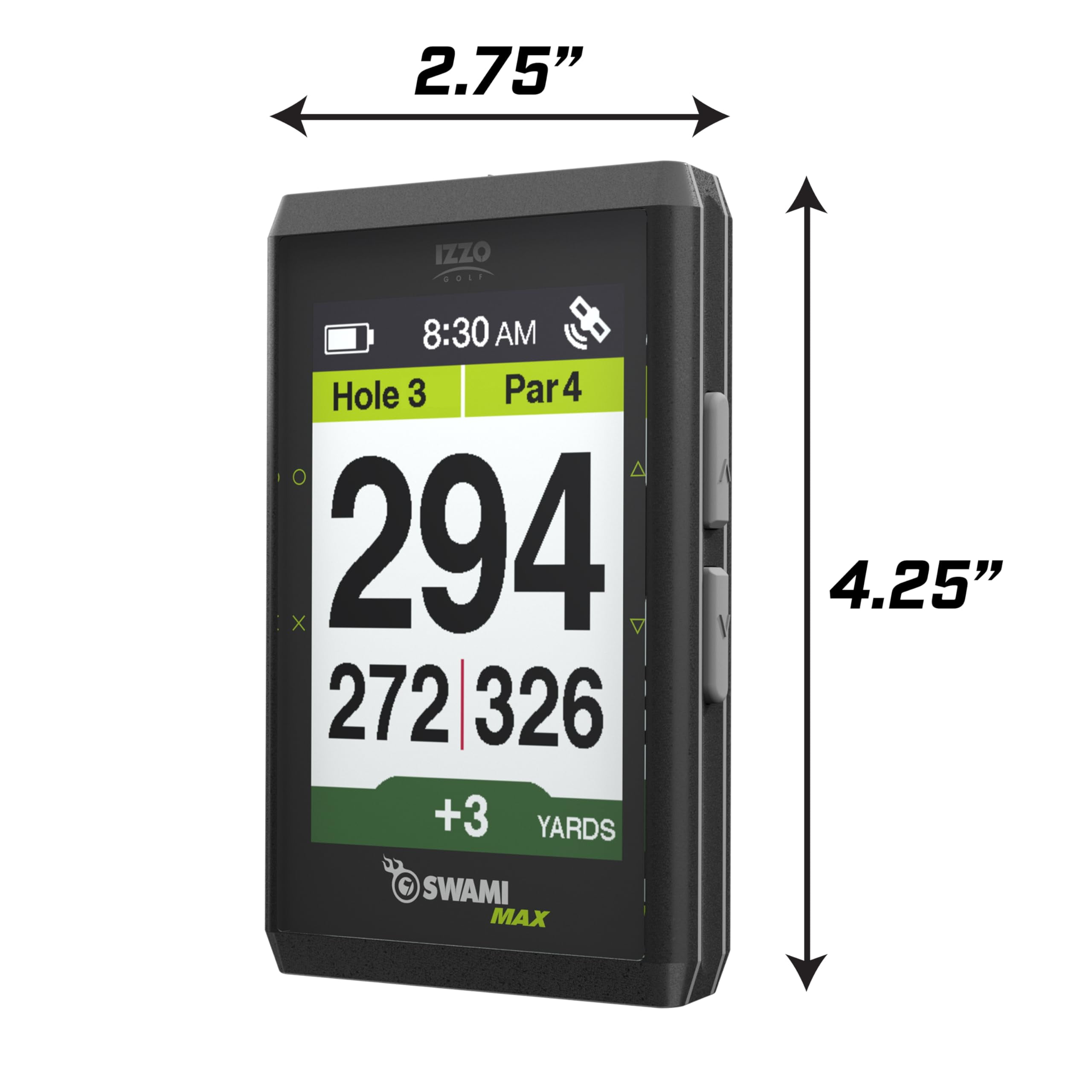 IZZO Golf Swami MAX Golf GPS Rangefinder, with Extra-Large, Color Display and Magnetic Cart Mount, 480 x 272