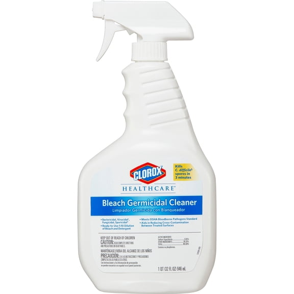 Clorox Healthcare Bleach Germicidal Cleaner, 32 Ounce Spray Bottle