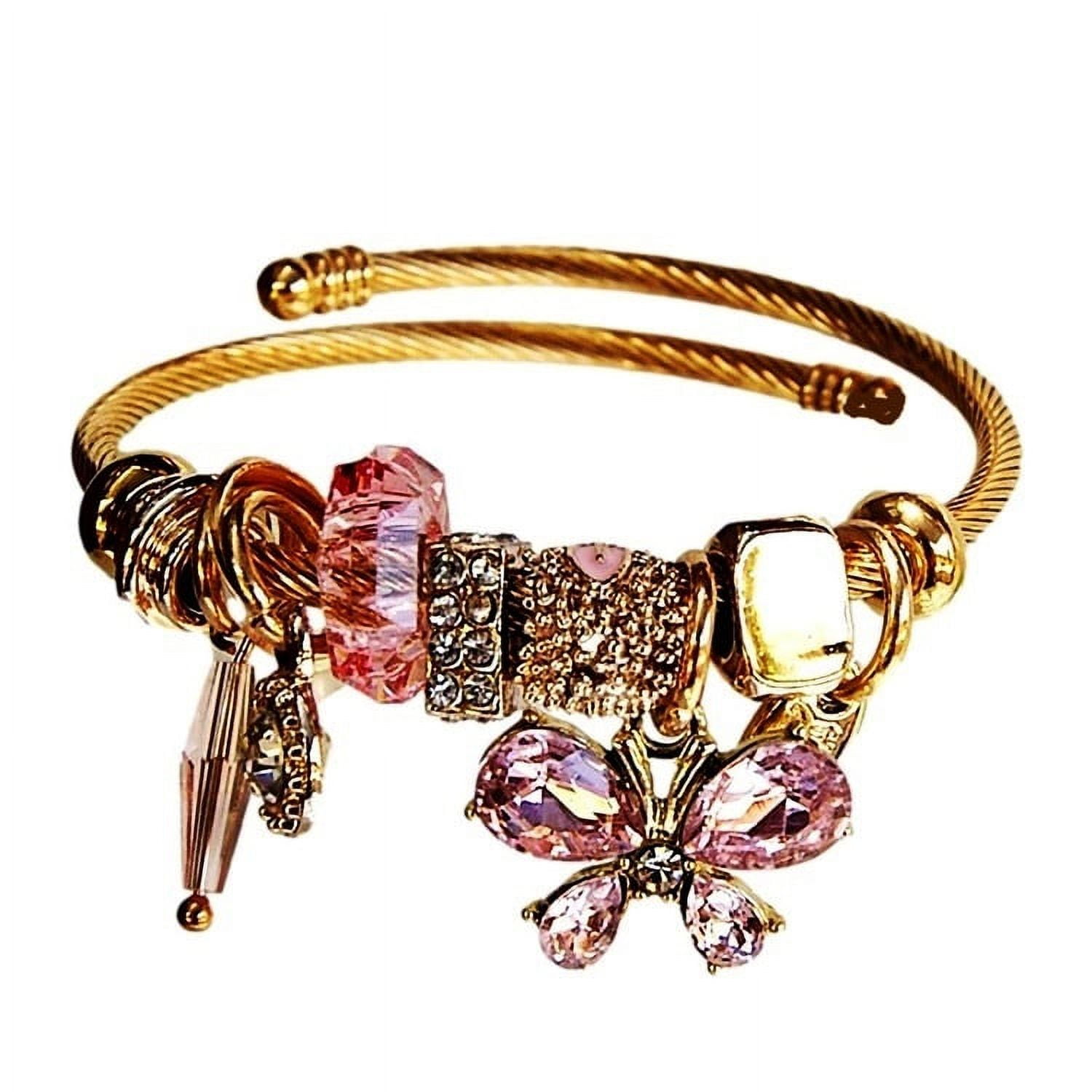 Pulsera Acero Mariposa Rosado