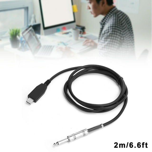 Guitar Base To PC Cable, Durable Low Noise Anti Oxidation Portable Universal Flexible USB Guitar Cable for Electric Guitar for Bass Guitar for Electric Piano 2 M,