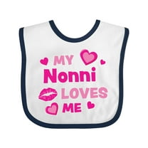 Inktastic Valentine's Day My Nonni Loves Me Hearts and Lips Boys or Girls Baby Bib