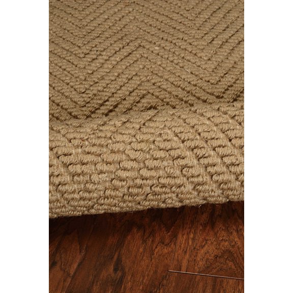 7'x10' Natural Beige Hand Woven Herringbone Jute Indoor Area Rug
