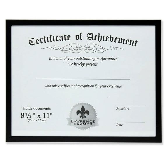 Lawrence Frames Aluminum Document/Diploma/Certificate Frame, Multiple Colors/Sizes