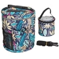 thumbnail image 1 of 2Pcs Storage Bag 600D Oxford Cloth Printing MultiPocket Hand Strap Cylinder Shape Package(Blue Leaves ), 1 of 8