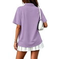 thumbnail image 5 of Garbnen Short Sleeve Polo Shirt Women Collared Button V Neck T Shirts Women Side Slit Casual Lightweight Dressy Woman Golf Shirt with Pocket Purple XL, 5 of 9