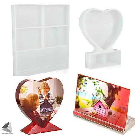 UPC: 0840212813940 | Sixtyshades Set of 2 Resin Photo Frame Molds Silicone Heart Rectangle Shape for Casting  DIY Personalized Epoxy Photo Frame Mold for Crafts Table Home Decor