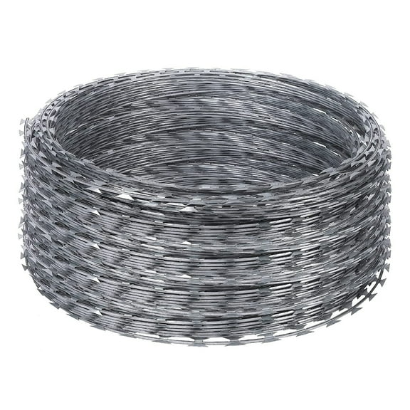 Pinypikaka Razor Wires 250ft / 500ft Razor Barbed Wire, 50ft Per Roll Razor Wire Fencing Razor Fence, Barbed Wire Galvanized Steel Razor Wire for Garden, Fence