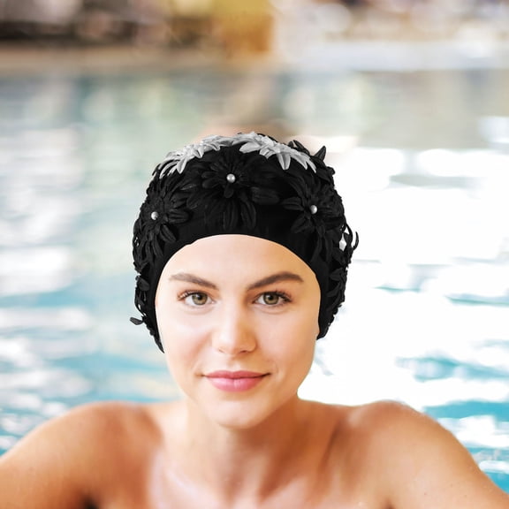 SWETRACE Multi Fabric Floral Swim Cap Waterproof Comfortable Fit for Swimming