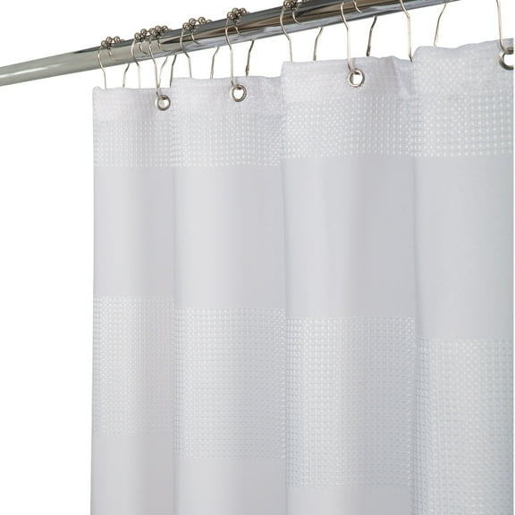 ELLE Paris Jacquard Weave Polyester Shower Curtain in Grey White