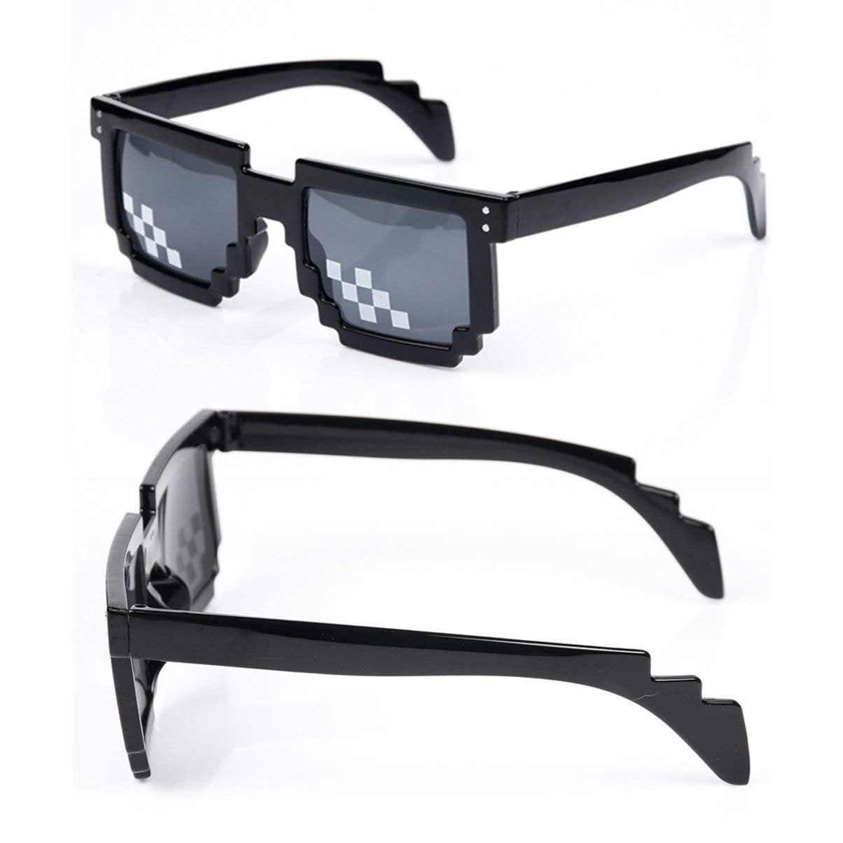 Magik Thug Life Glasses Sunglasses Mlg Shades Eyewear 8 Bit Pixel Unisex Meme Cool Mosaic Glasses Party Glasses Black Square