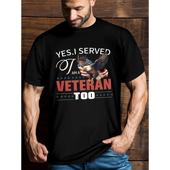 Mens Flying Eagle I am a Veteran T-Shirt, Comfortable & Casual Short Sleeve Tee for Husband, Funny Design Round Neck T-Shirt, Men's T-Shirt for Summer and Beyond