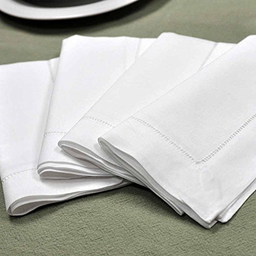 22" X 22" White Linen Hemstitched Dinner Napkins Set of 4 Large Linen ...