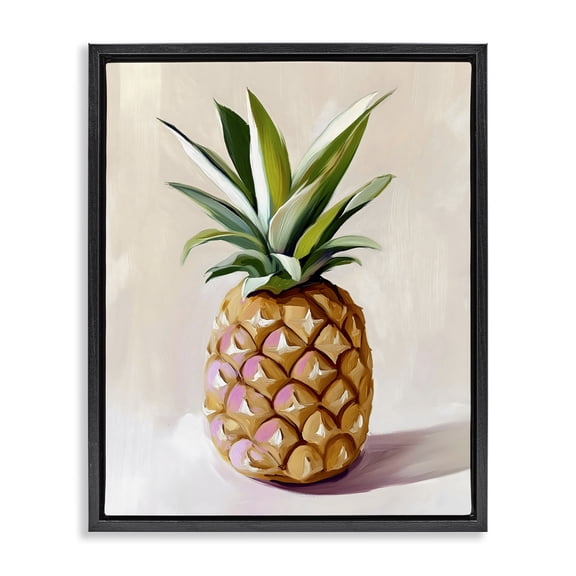 Stupell Industries Bohemian Pastel Pineapple Tropical Fruit Black Floating Frame Canvas Art, 17 x 21, by The Prints Vibe