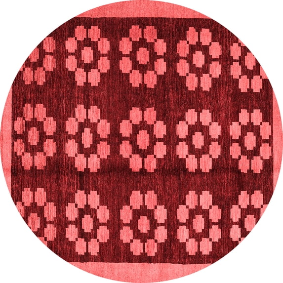 Ahgly Company Indoor Round Abstract Red Modern Area Rugs, 8' Round